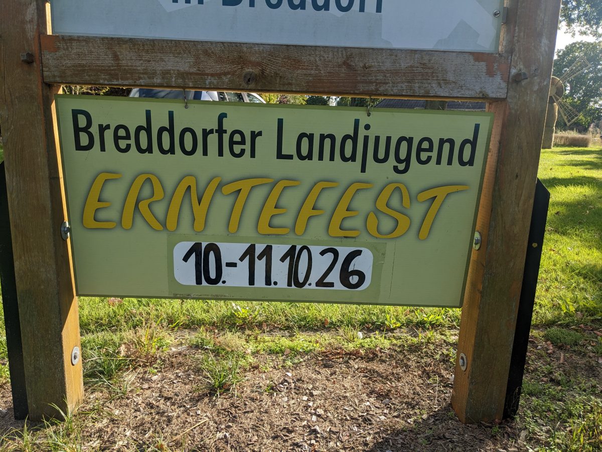 Termin 2026 Erntefest Breddorf vom 10 bis 11 Oktober 2026